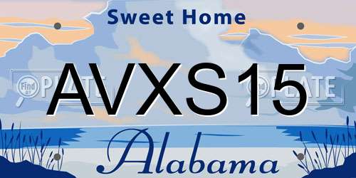 AVXS15 Alabama License Plate