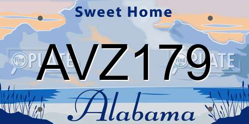AVZ179 Alabama License Plate