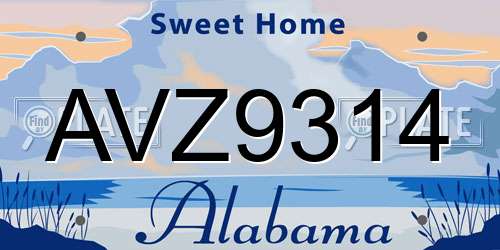 AVZ9314 Alabama License Plate