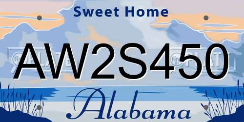 AW2S450 Alabama License Plate
