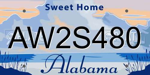 AW2S480 Alabama License Plate