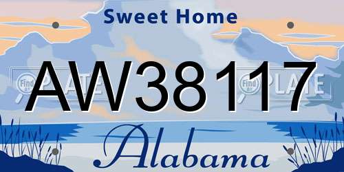 AW38117 Alabama License Plate