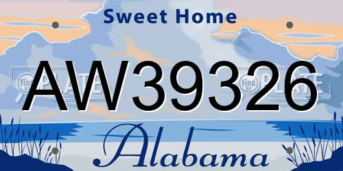 AW39326 Alabama License Plate