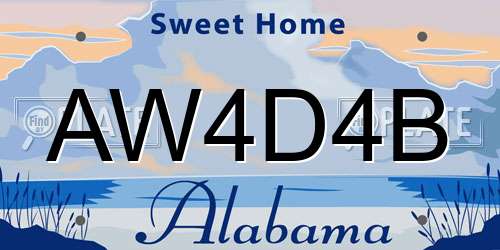 AW4D4B Alabama License Plate