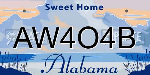 AW4O4B Alabama License Plate