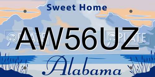 AW56UZ Alabama License Plate