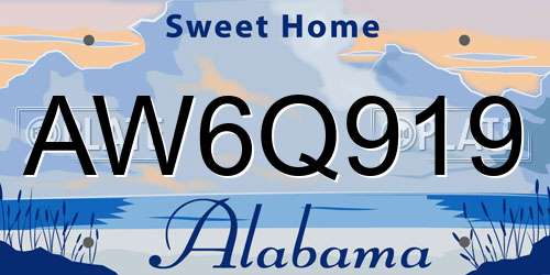 AW6Q919 Alabama License Plate