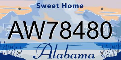 AW78480 Alabama License Plate