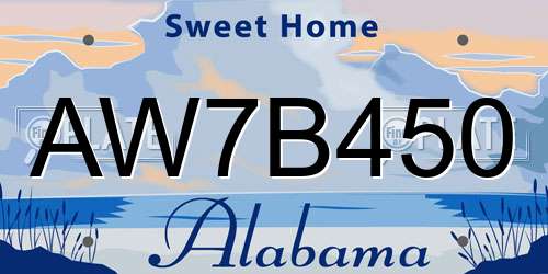 AW7B450 Alabama License Plate