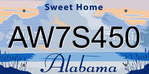 AW7S450 Alabama License Plate