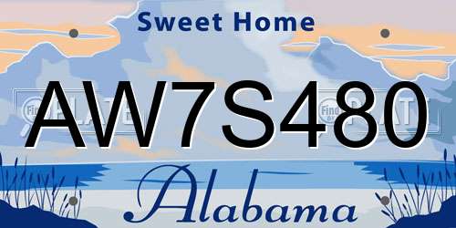 AW7S480 Alabama License Plate