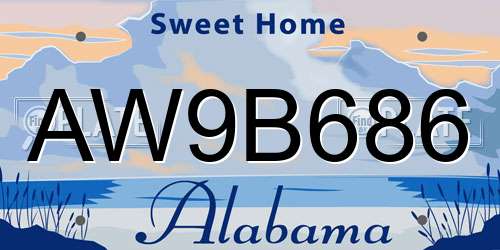 AW9B686 Alabama License Plate