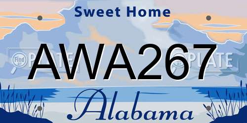 AWA267 Alabama License Plate