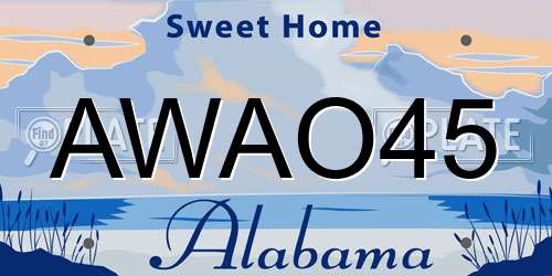 AWAO45 Alabama License Plate