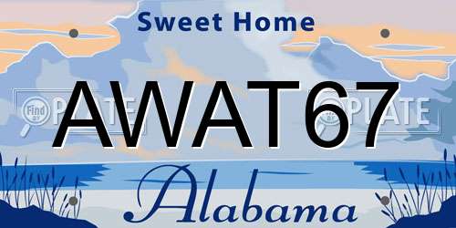 AWAT67 Alabama License Plate