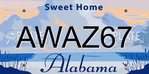AWAZ67 Alabama License Plate