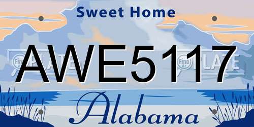 AWE5117 Alabama License Plate