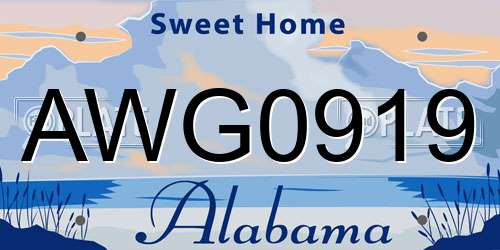 AWG0919 Alabama License Plate