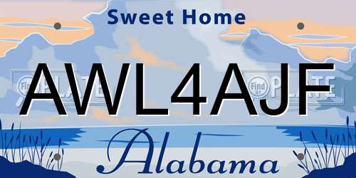 AWL4AJF Alabama License Plate