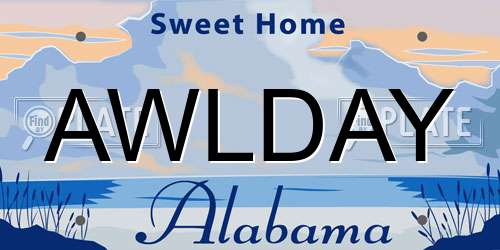 AWLDAY Alabama License Plate