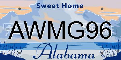 AWMG96 Alabama License Plate
