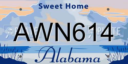 AWN614 Alabama License Plate