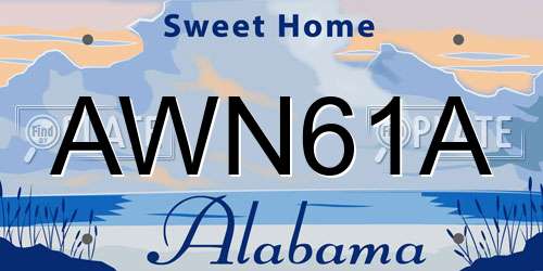 AWN61A Alabama License Plate