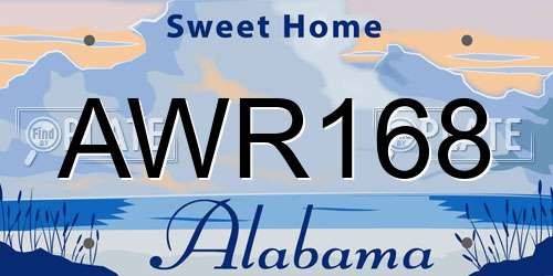 AWR168 Alabama License Plate