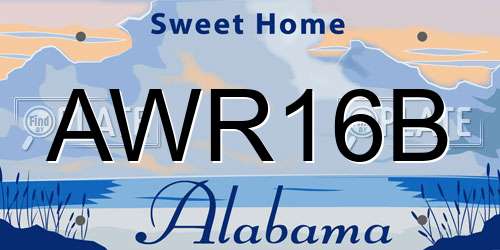AWR16B Alabama License Plate