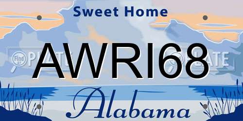 AWRI68 Alabama License Plate
