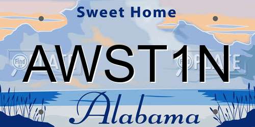 AWST1N Alabama License Plate