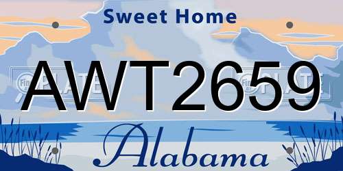 AWT2659 Alabama License Plate