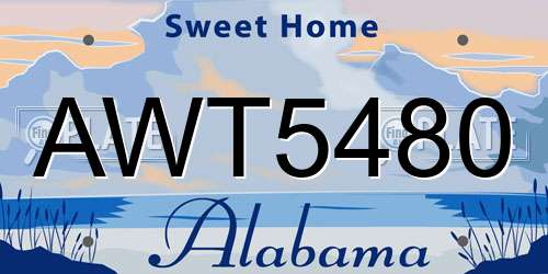 AWT5480 Alabama License Plate