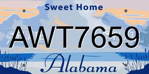 AWT7659 Alabama License Plate
