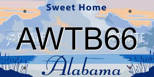 AWTB66 Alabama License Plate