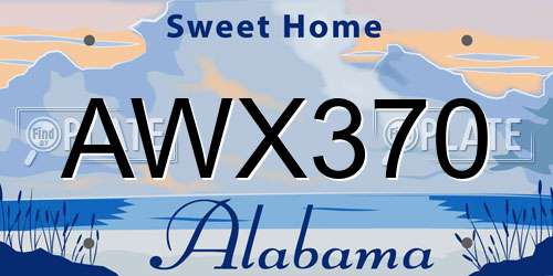 AWX370 Alabama License Plate