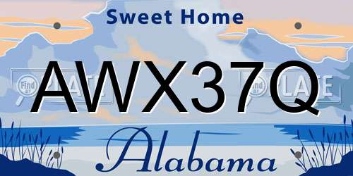 AWX37Q Alabama License Plate