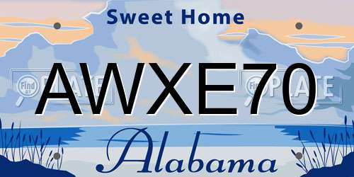 AWXE70 Alabama License Plate