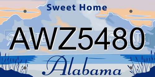 AWZ5480 Alabama License Plate