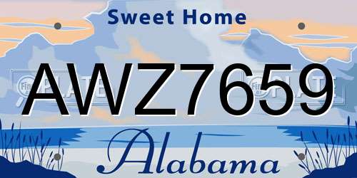 AWZ7659 Alabama License Plate