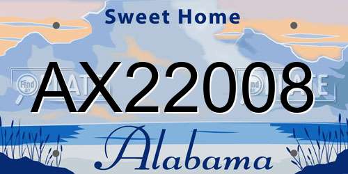 AX22008 Alabama License Plate