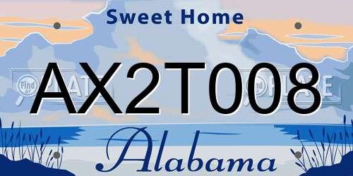 AX2T008 Alabama License Plate