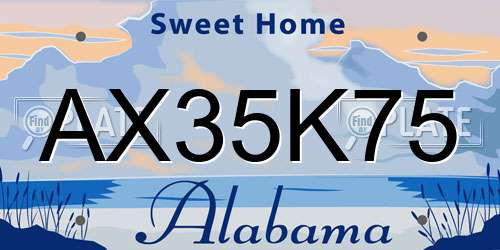 AX35K75 Alabama License Plate