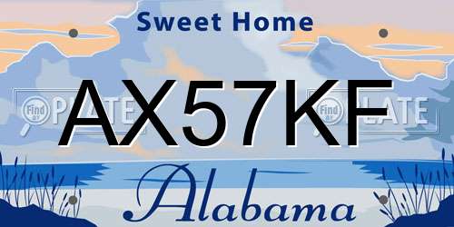 AX57KF Alabama License Plate