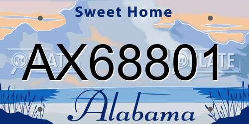 AX68801 Alabama License Plate