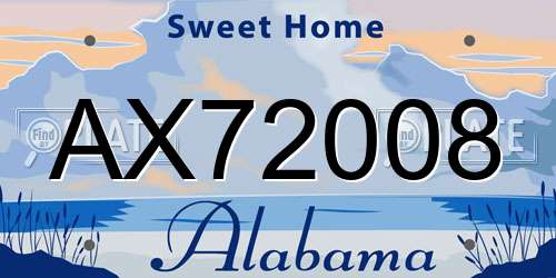 AX72008 Alabama License Plate