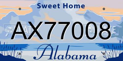 AX77008 Alabama License Plate