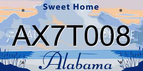 AX7T008 Alabama License Plate