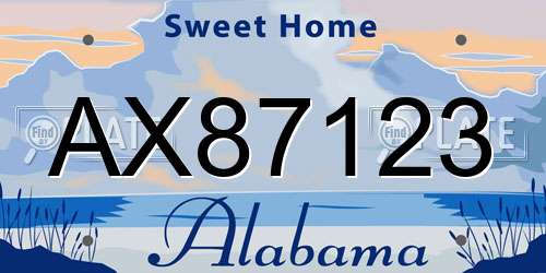 AX87123 Alabama License Plate