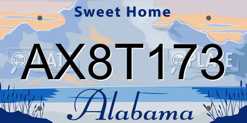 AX8T173 Alabama License Plate